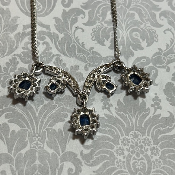 Elegant Sapphire and CZ Necklace - Picture 5 of 5